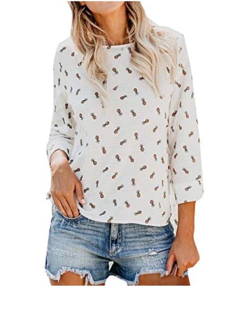 Ellison White Pineapple Print blouse